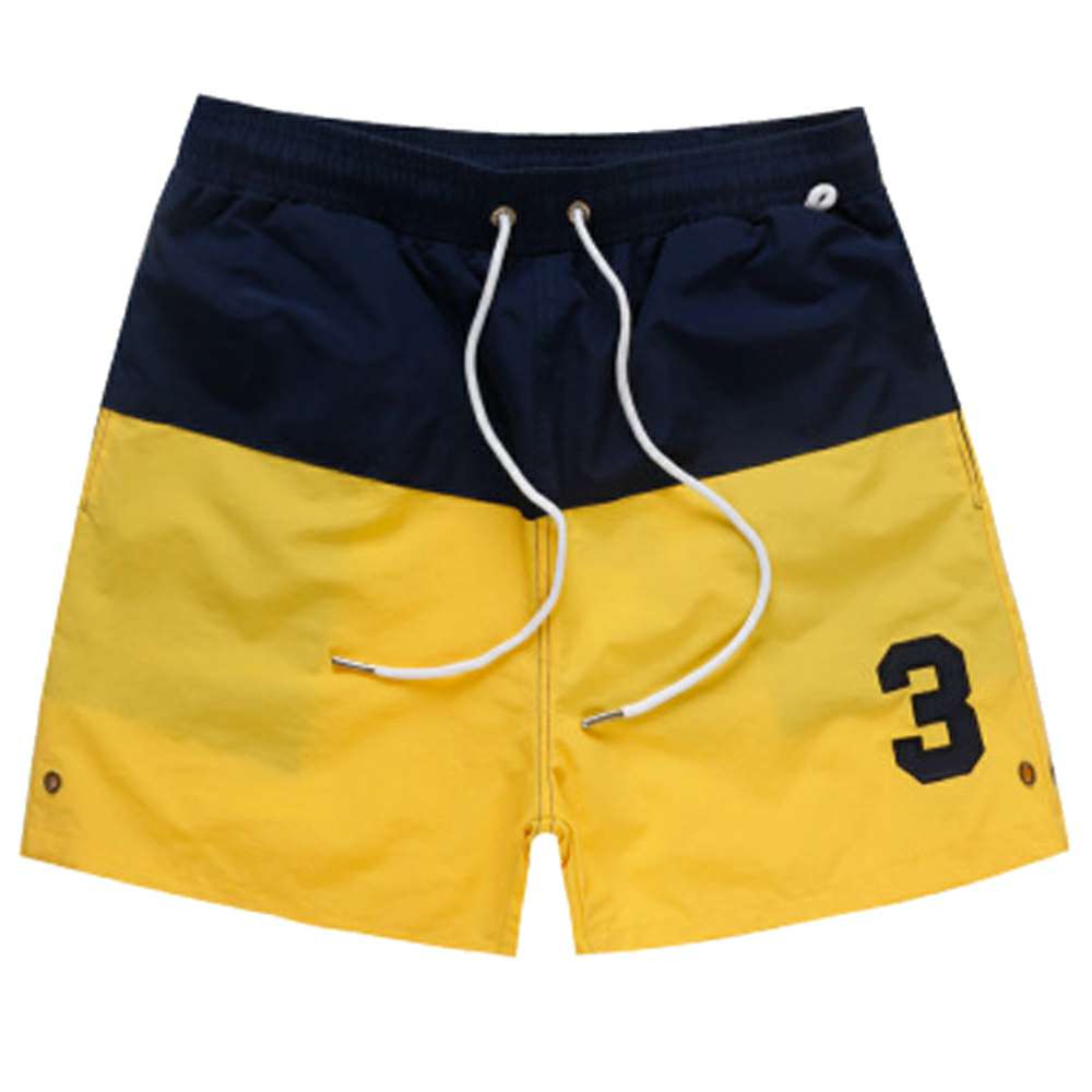 Navy and Yellow Color Block Board Shorts